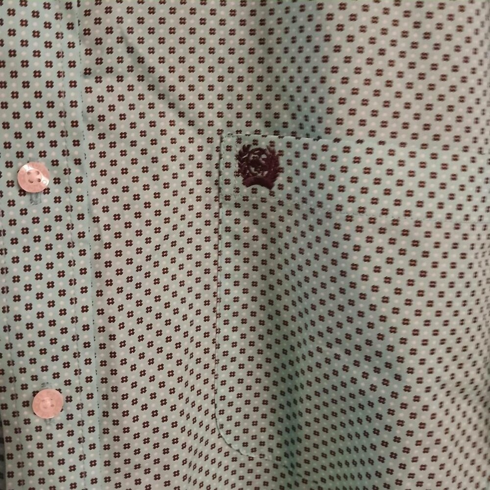 Cinch men's turquoise geometric print long-sleeve button-down western shirt Sz L - Picture 2 of 4